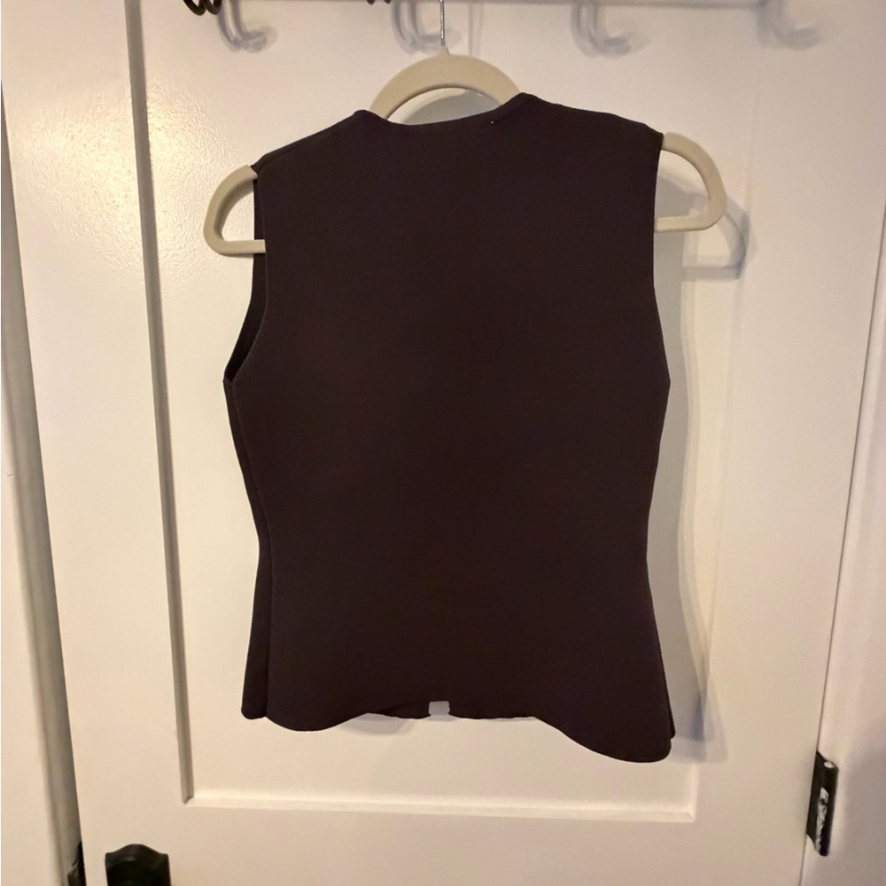 Zara Dark Brown Sleeveless Vest with Gold Buttons and matching skirt - Picture 4 of 6